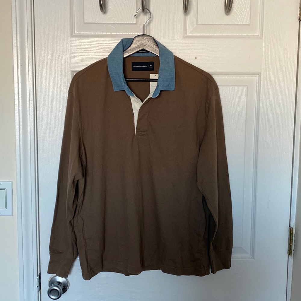 Abercrombie brown long sleeve Polo